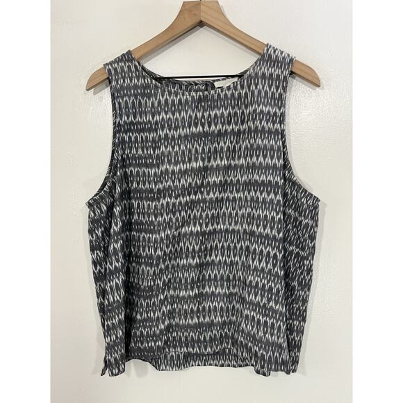 Eileen Fisher Organic Cotton Ikat Top XL Minimal Scandi Boxy Lagom Boho Capsule - Picture 1 of 14